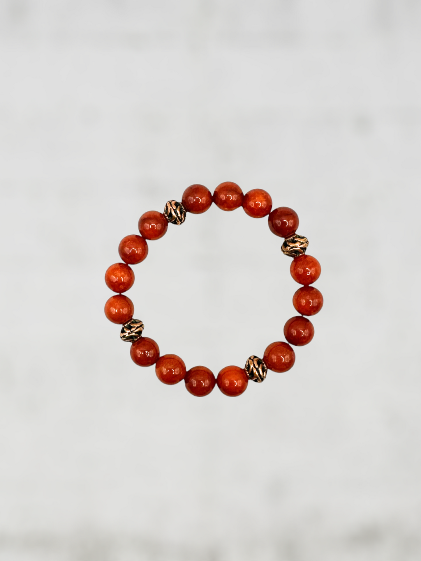 Red Jade Gemstone Copper Stretch Bracelet