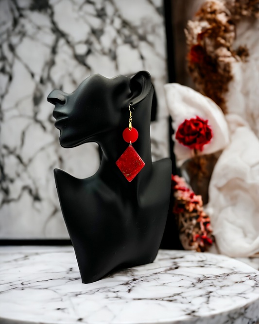 Red and Gold Dangle Earrings