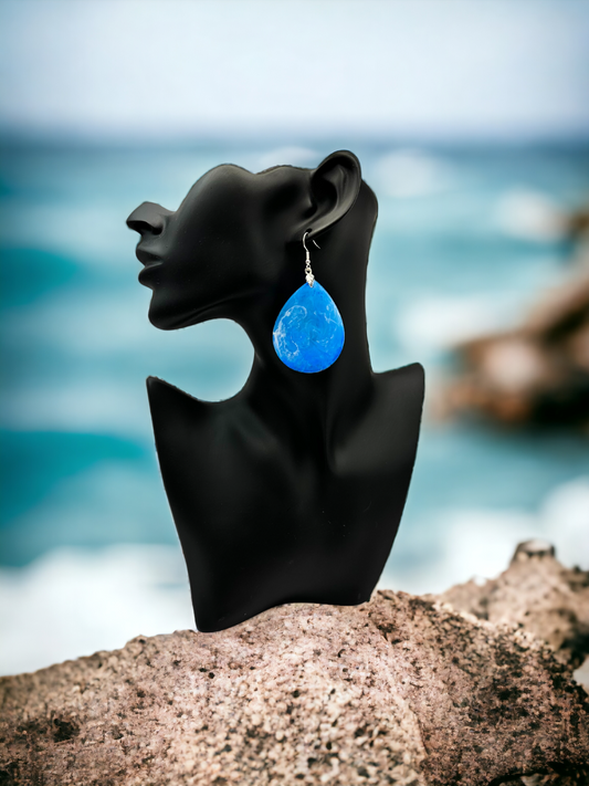 Large Blue Teardrop Earrings